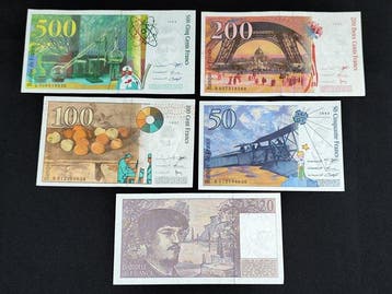 Frankrijk. - 5 Banknotes - Various Dates (Zonder