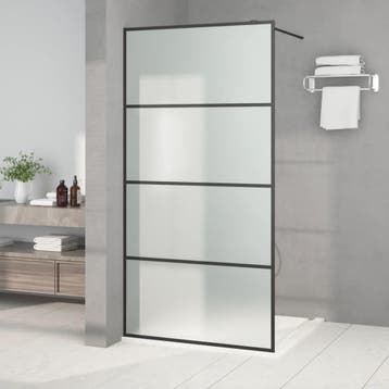 vidaXL Inloopdouchewand 100x195 cm mat ESG-glas zwart, Doe-het-zelf en Bouw, Verzenden, Nieuw