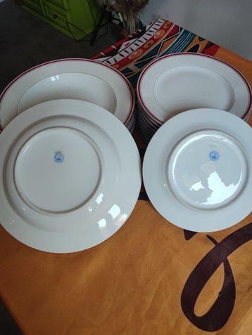 Limoges - Bord (12) - Porselein - 6 grote 25 cm, Antiek en Kunst