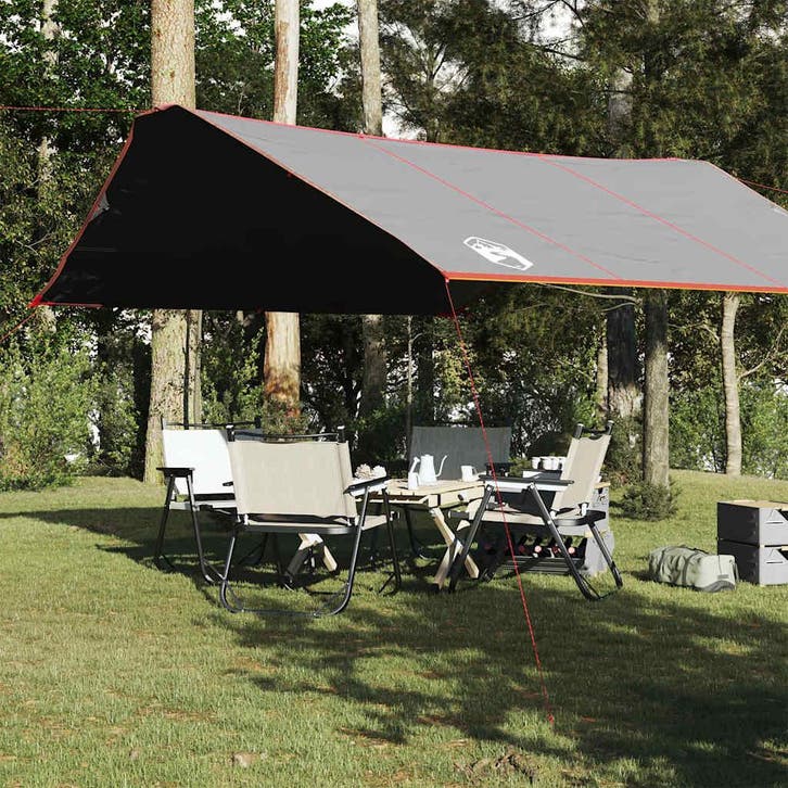 vidaXL Kampeerluifel waterdicht 420x440 cm grijs en oranje, Caravans en Kamperen, Tenten, Nieuw, Verzenden