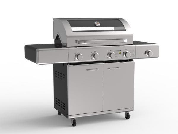 Veiling - Gasbarbecue 4 branders RVS, Tuin en Terras, Gasbarbecues, Nieuw