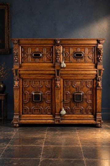 Kast - Zeeuwse Vierdeurs Kast - Eiken, Ebbenhout en diverse, Antiek en Kunst