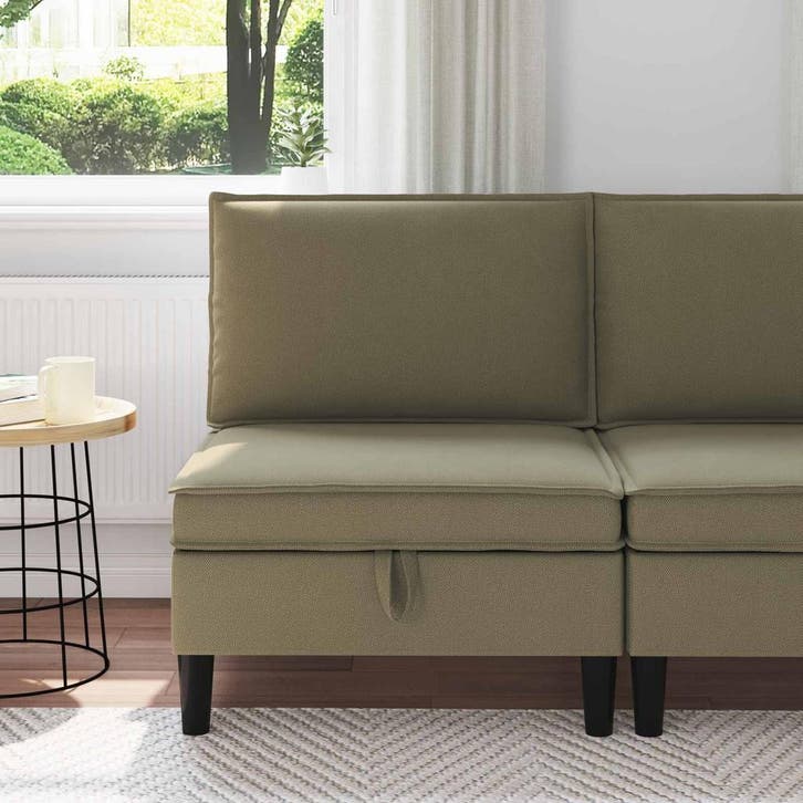 vidaXL Midden Sofa met Opbergruimte Kaki Fluweel, Huis en Inrichting, Zetels | Zetels, Nieuw, Verzenden