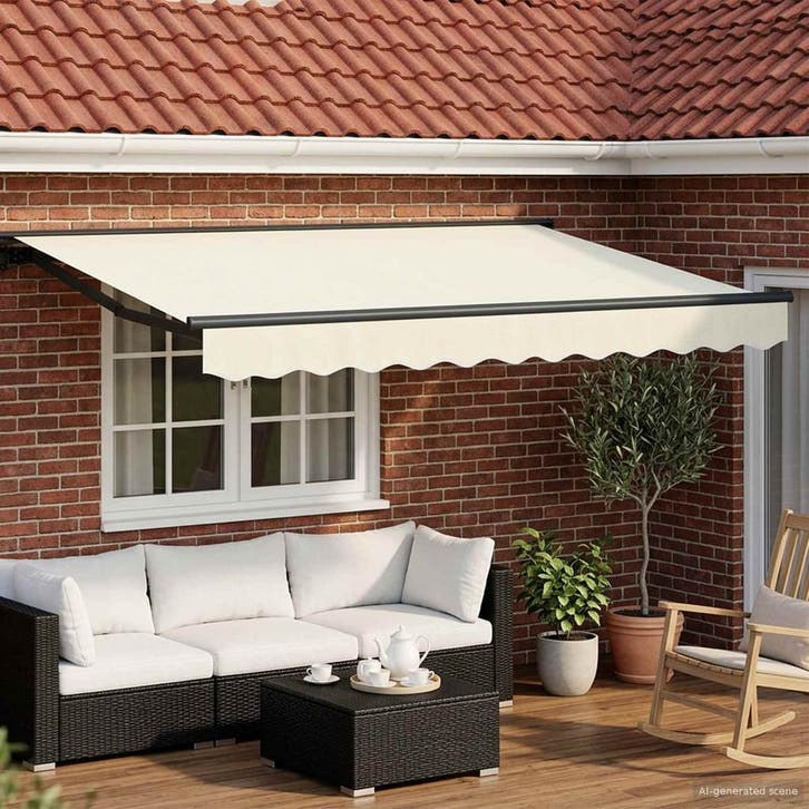 vidaXL Elektrisch Uitschuifbare Zonneluifel Crème en, Tuin en Terras, Zonneschermen, Nieuw, Verzenden