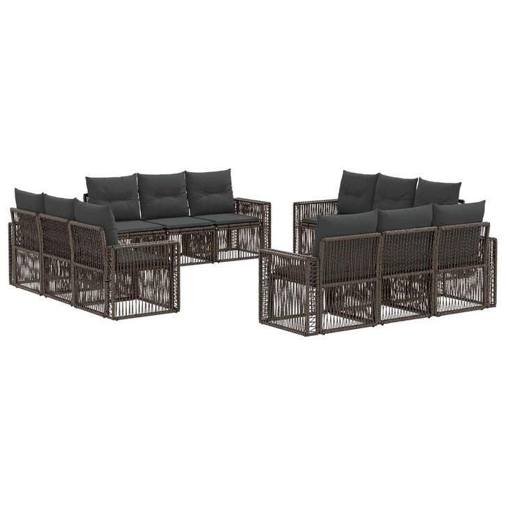 vidaXL Tuinbank Set 12 pcs Grijs en Donkergrijs poly rattan, Tuin en Terras, Tuinsets en Loungesets, Nieuw, Verzenden