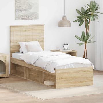 vidaXL Bedframe Sonoma Eik 75 x 190 cm Massief grenenhout, Verzenden