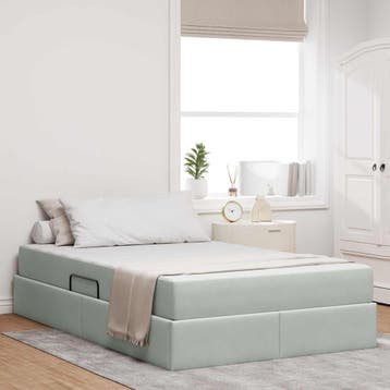 vidaXL Opbergbed met matras met matras Lichtgrijs 120 x 190, Huis en Inrichting, Slaapkamer | Bedden, Verzenden, Nieuw