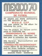 1970 Panini Mexico 70 World Cup Azteca Stadium International, Verzamelen, Nieuw