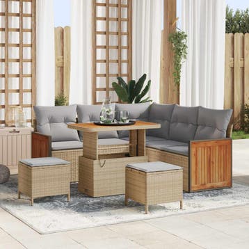 vidaXL Tuinbank Set 8 st 8-Aantal zitplaatsen Beige en, Verzenden, Nieuw