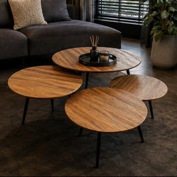 ptmd - Salontafel (4) - Vier Cirkels - Teak