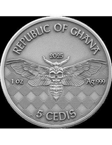 Ghana. 5 Cedis 2025 GANGSTER Memento Mori , 1 Oz (.999)