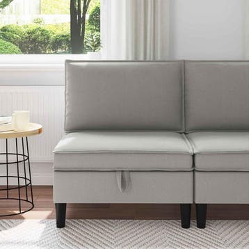 vidaXL Midden Sofa met Opbergruimte Lichtgrijs Fluweel, Huis en Inrichting, Verzenden, Nieuw