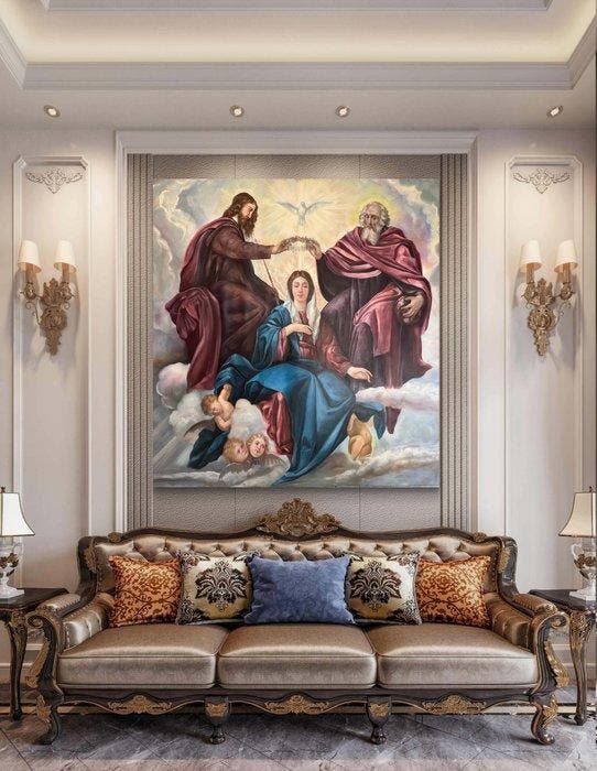 1millionarte XXe - Coronation of Mary - XL format, Antiek en Kunst, Kunst | Schilderijen | Klassiek