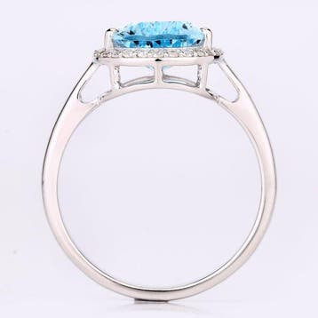 Bague - 14 carats Or blanc - 2.92ct. tw. Aigue-marine -, Bijoux, Sacs & Beauté