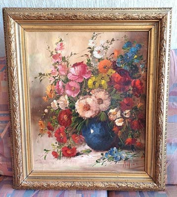 Louisa Medina (1911-?) - Stileven met bloemen en vaas, Antiek en Kunst, Kunst | Schilderijen | Klassiek