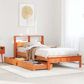 vidaXL Bed met boekenkast zonder matras grenenhout wasbruin, Huis en Inrichting, Slaapkamer | Bedden, Verzenden, Nieuw