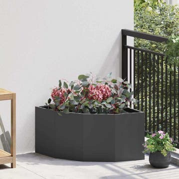 vidaXL Hoek Plantenbak Zwart 60 x 60 x 35 cm Staal, Jardin & Terrasse, Verzenden