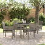 vidaXL Tuin Eettafel Set 5 pcs Grijs poly rattan, Verzenden