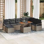 vidaXL Tuinbank Set met kussen 9 pcs Grijs en Bruin, Verzenden