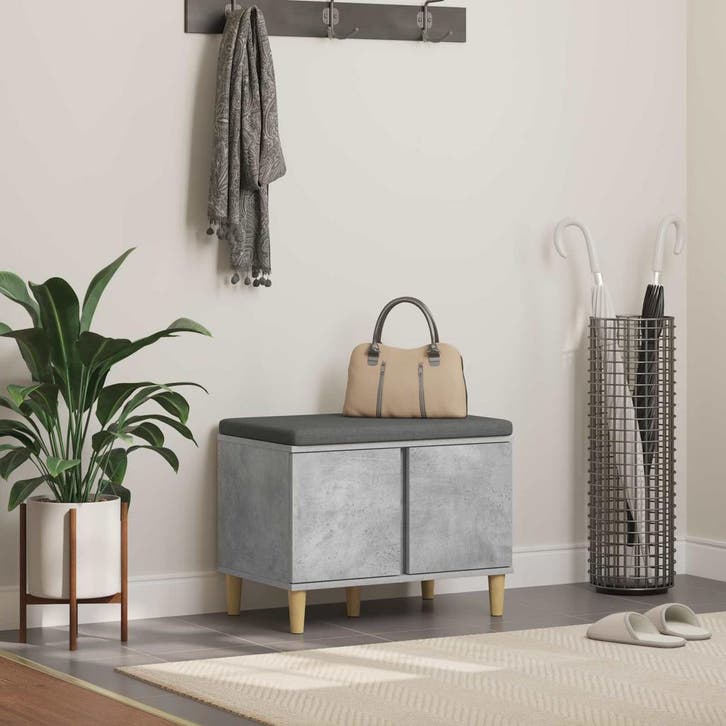 vidaXL Hallenbank Beton Grijs 60 x 38 x 46 cm Geengineerd, Huis en Inrichting, Overige Huis en Inrichting, Nieuw, Verzenden