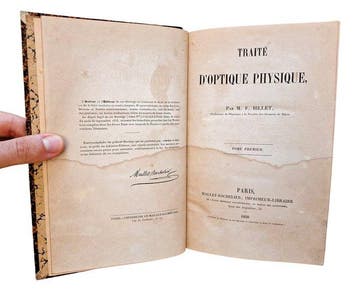 Billet - Traité dOptique Physique - 1858-1859