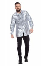 Disco Blouse Ruches Zilver, Verzenden