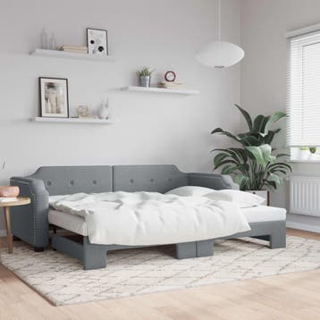 vidaXL Slaapbank met onderschuifbed 100x200 cm stof, Verzenden