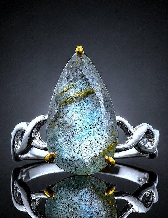 Aquamarijn - Zilver, 925 - Ring - Ocean Glow, Antiek en Kunst, Curiosa en Brocante