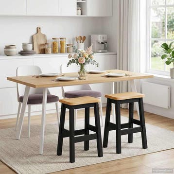 vidaXL Hoge Barkruk EKAI 2 st Zwart 40 x 29 x 63 cm Massief, Verzenden