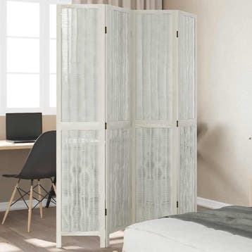 vidaXL Kamerscherm met 4 panelen massief paulowniahout wit, Verzenden