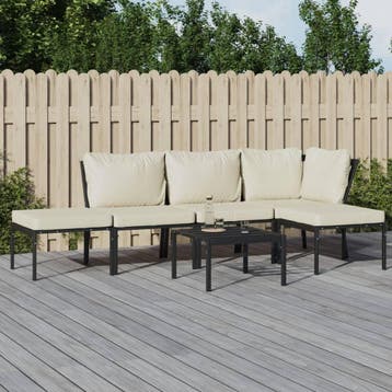 vidaXL 6-delige Loungeset met zandkleurige kussens staal, Verzenden, Nieuw, Loungeset
