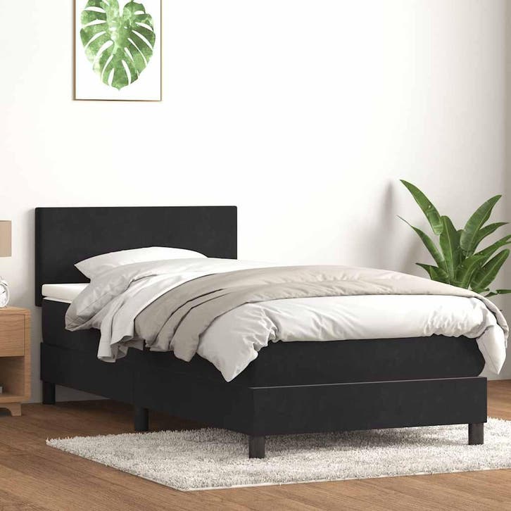 vidaXL Boxspring met matras fluweel zwart 90x210 cm, Maison & Meubles, Chambre à coucher | Lits, Envoi