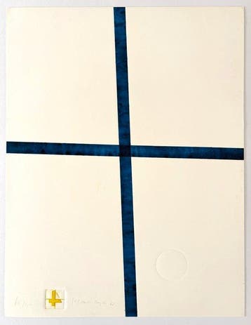 JCJ van der Heijden (1928-2012) - Compositie met blauw kruis