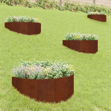 vidaXL Gazonrand 4 pcs 100 x 45 cm Staal Roestig, Tuin en Terras, Bielzen en Borduren, Verzenden, Nieuw