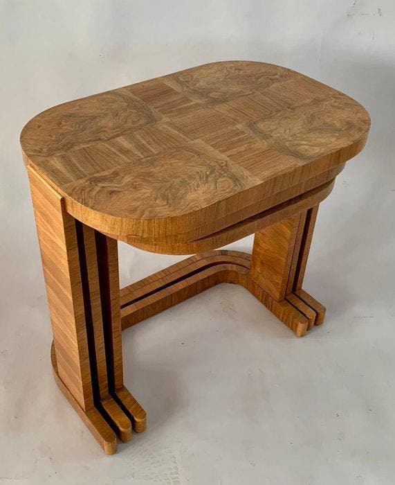 De Coene - Set bijzettafels - Walnoot, Antiquités & Art, Antiquités | Meubles | Chaises & Canapés