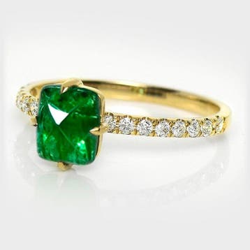 Sans prix de réserve - Bague - 14 carats IGI 1,24 ct Vert