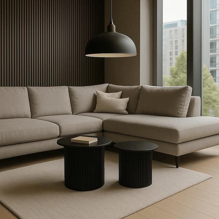 Tables dappoint cannelées - noir - Lot de 2, Huis en Inrichting, Woonaccessoires | Overige, Verzenden