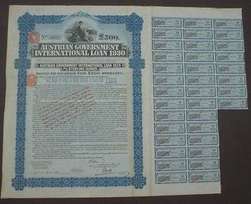 Oostenrijk. 7% Austrian Government 100 P. Sterling Bond to