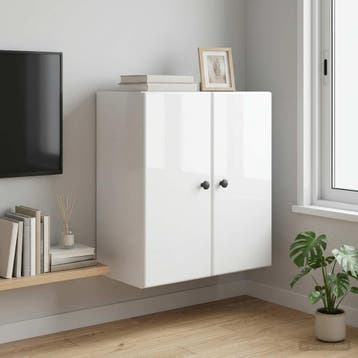 vidaXL Wandkast 59 x 31 x 60 cm Bewerkt hout Hoogglans Wit, Verzenden, Nieuw
