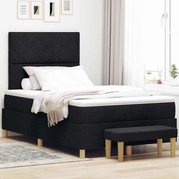 vidaXL Boxspring bed met kussen met hoofdeinde Zwart 200 x, Huis en Inrichting, Slaapkamer | Bedden, Verzenden, Nieuw