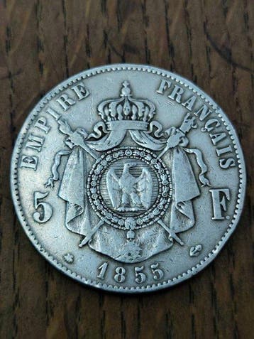 Frankrijk. Napoléon III. 5 Francs 1855-BB, Strasbourg