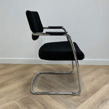 Markant vergaderstoel / stapelstoel,  zwart - chroom, Huis en Inrichting, Gebruikt, Zwart, Eén