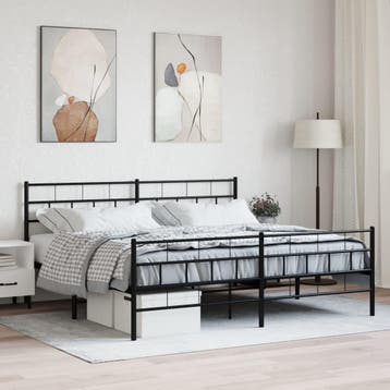 vidaXL Bedframe met hoofd- en voeteneinde metaal zwart, Verzenden, Nieuw