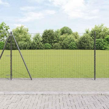 vidaXL Hekpaal met betonnen voet 26 st Grijs Gepoedercoat, Tuin en Terras, Verzenden, Nieuw