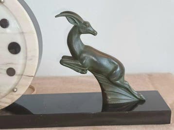 Klok - Art Deco Marmer, Onyx, Samac, Glas - 1910-1920 -, Antiek en Kunst