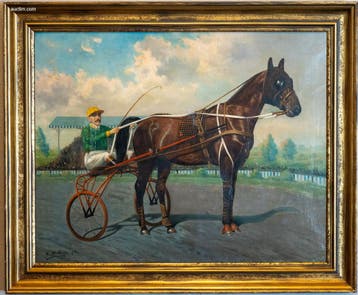 Olieverf op Doek H. Matthys (1916) Draverij met..., Nieuw