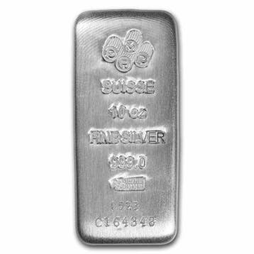 10 troy ounce - Zilver .999 - 10 oz PAMP Suisse Cast 999