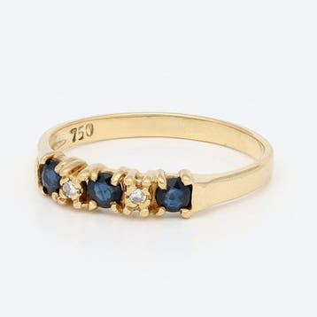 Bague - 18 carats Or jaune Saphir - Diamant, Bijoux, Sacs & Beauté