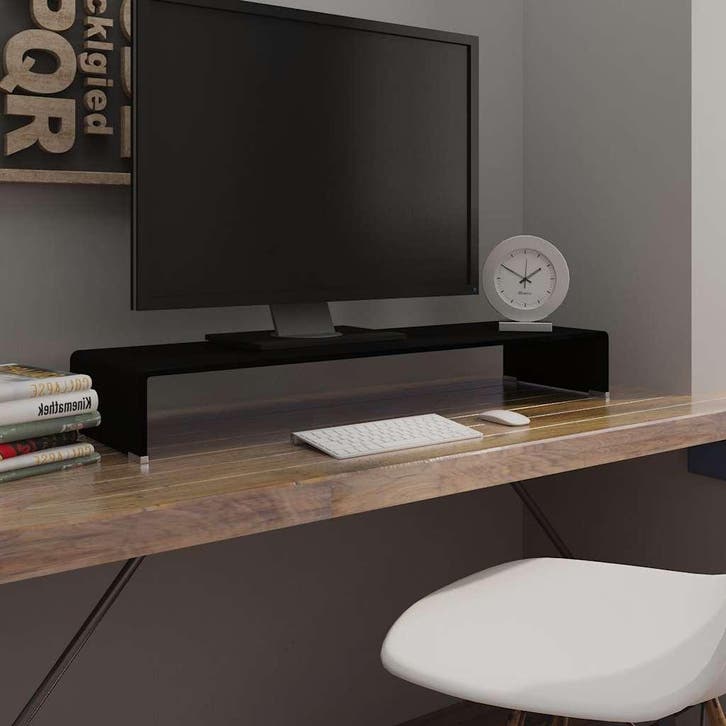 vidaXL TV-meubel/monitorverhoger zwart 100x30x13 cm glas, Huis en Inrichting, Kasten |Televisiemeubels, Nieuw, Verzenden