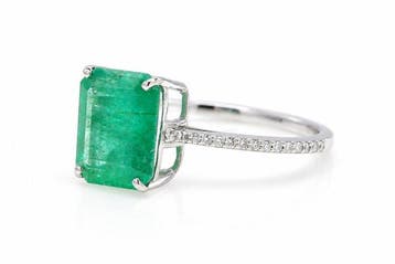 Zonder minimumprijs - Ring Platina - 3.02ct. tw. Smaragd -, Nieuw
